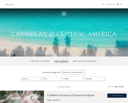 Co-branded Explora Journeys website powered by Approach Guides