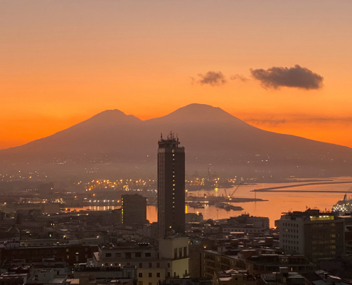 Naples with Vesuvius in background